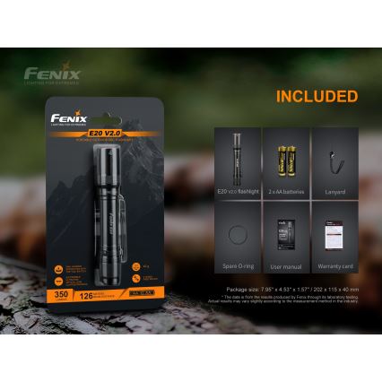 Fenix E20V20 - LED Baterijska svjetiljka LED/2xAA IP68 350 lm 200 h