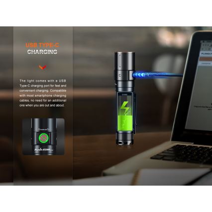 Fenix E28RV20 - LED Prigušiva punjiva baterijska svjetiljka LED/USB/2xCR123A IP68 1700 lm 260 h 3400 mAh