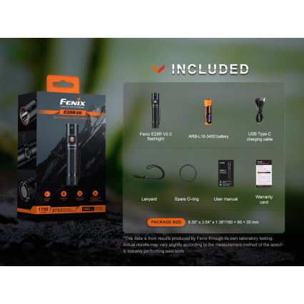Fenix E28RV20 - LED Prigušiva punjiva baterijska svjetiljka LED/USB/2xCR123A IP68 1700 lm 260 h 3400 mAh