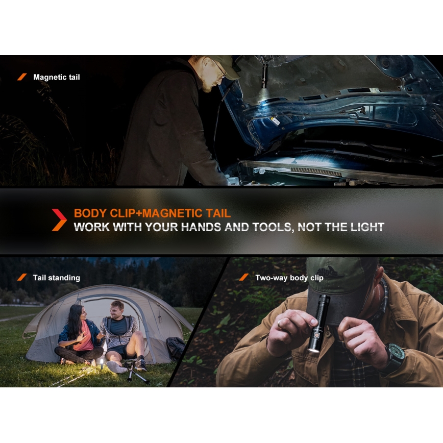Fenix E28RV20 - LED punjiva svjetiljka s prigušivanjem LED/USB/2xCR123A IP68 1700 lm 260 h 3400 mAh