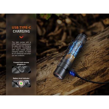 Fenix E35RSETAODS - LED Prigušiva punjiva baterijska svjetiljka LED/USB IP68 3100 lm 69 h 5000 mAh + difuzor 26,5mm
