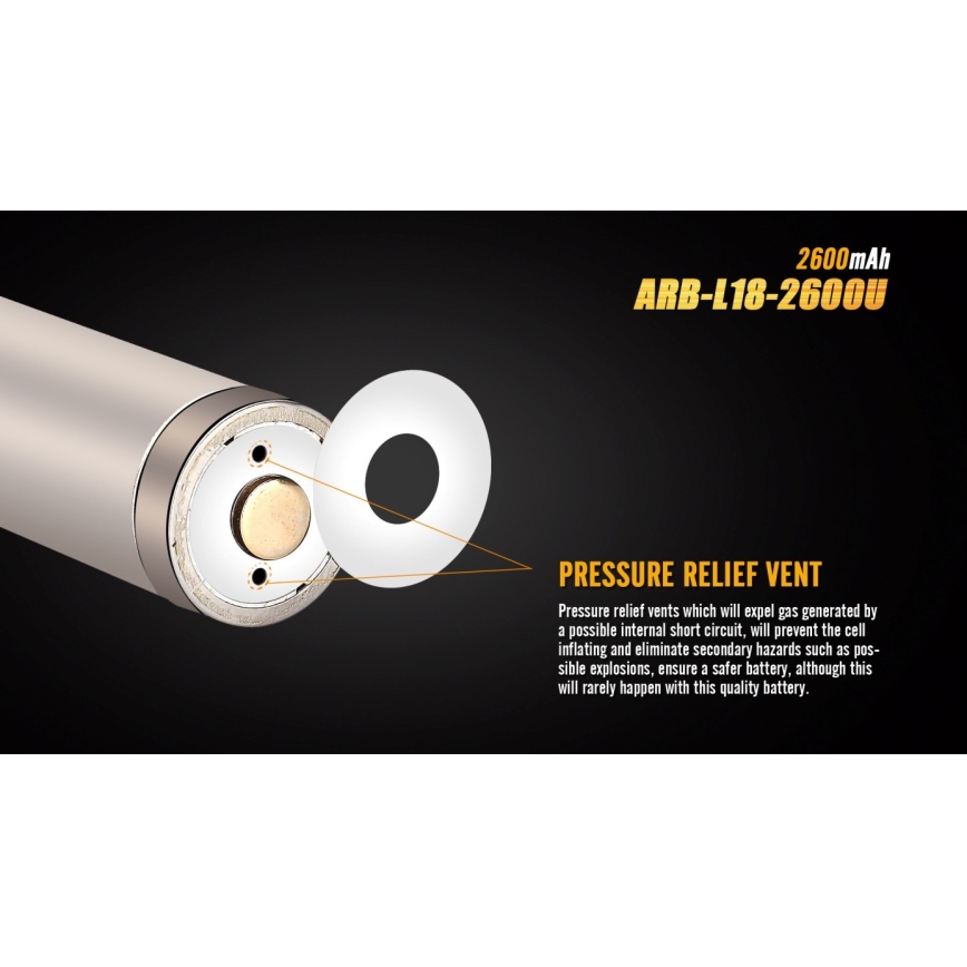 Fenix FE18650LI26USB - 1 kom Punjiva baterija USB/3,6V 2600 mAh