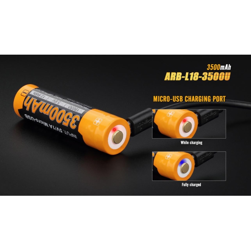 Fenix FE18650LI35USB - 1 kom. Punjiva Li-ion baterija USB/3,6V 3500 mAh