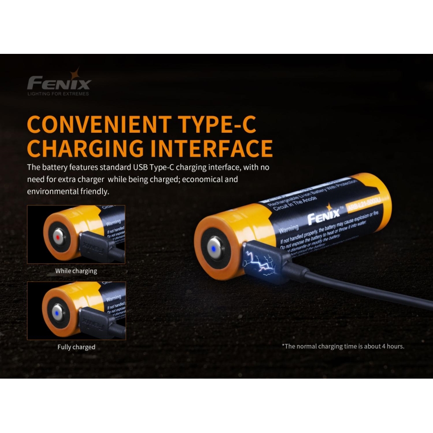 Fenix FE21700USB - 1kom Punjiva baterija USB/3,6V 5000 mAh