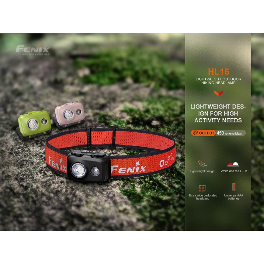 Fenix HL16V2GRN - LED Čeona svjetiljka LED/3xAAA IP66 450 lm 200 h zelena