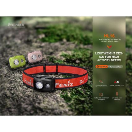 Fenix HL16V2PIN - LED Čelna svjetiljka LED/3xAAA IP66 450 lm 200 h ružičasta