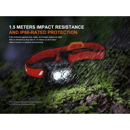 Fenix HL18RTV20BLC - LED Prigušiva punjiva čeona svjetiljka LED/USB/3xAAA IP66 800 lm 160 h 1900 mAh crna/narančasta