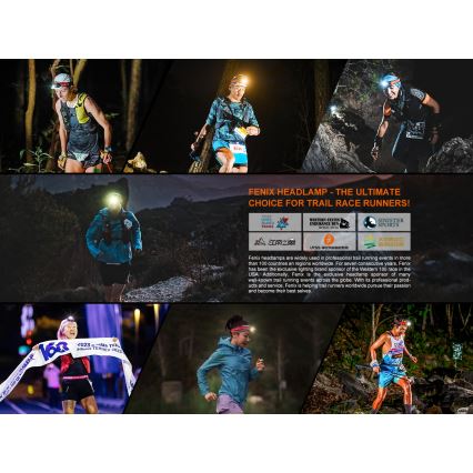 Fenix HL18RTV20BLC - LED Prigušiva punjiva čeona svjetiljka LED/USB/3xAAA IP66 800 lm 160 h 1900 mAh crna/narančasta