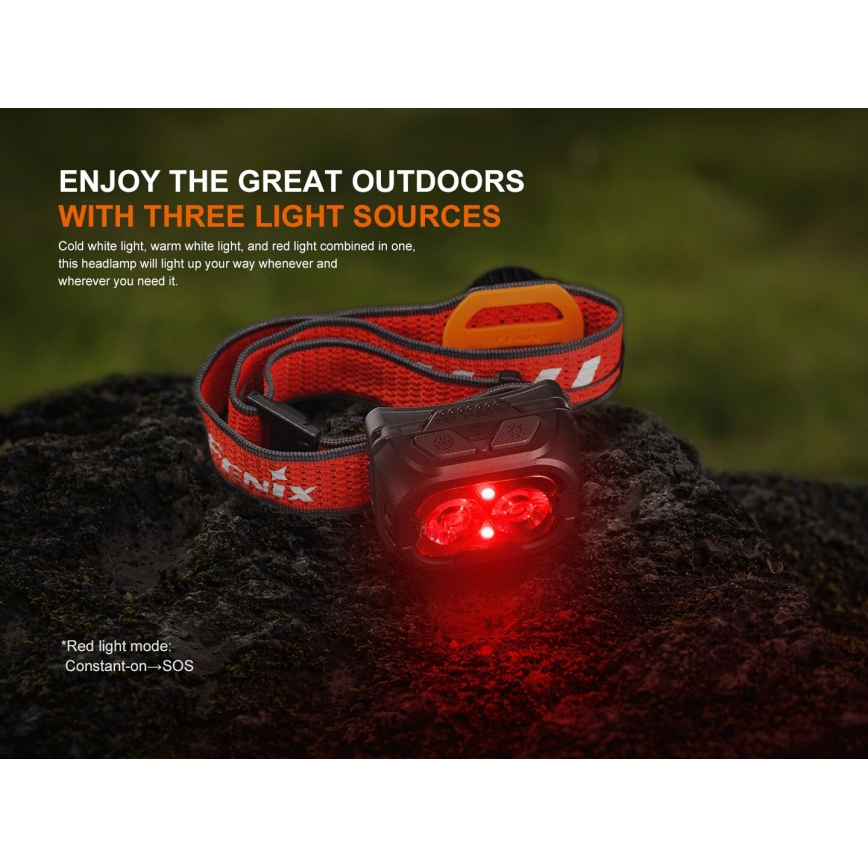 Fenix HL18RTV20WHT - LED Prigušiva punjiva čeona svjetiljka LED/USB IP66 800 lm 160 h bijela/crna