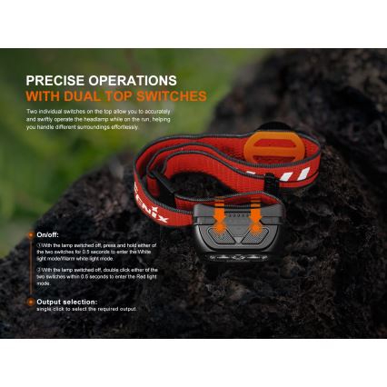 Fenix HL18RTV20WHT - LED Prigušiva punjiva čeona svjetiljka LED/USB IP66 800 lm 160 h bijela/crna