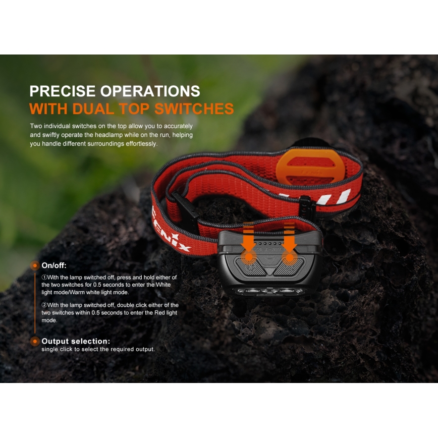 Fenix HL18RTV20WHT - LED Prigušiva punjiva čeona svjetiljka LED/USB IP66 800 lm 160 h bijela/crna