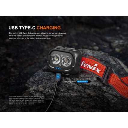 Fenix HL18RTV20WHT - LED Prigušiva punjiva čeona svjetiljka LED/USB IP66 800 lm 160 h bijela/crna