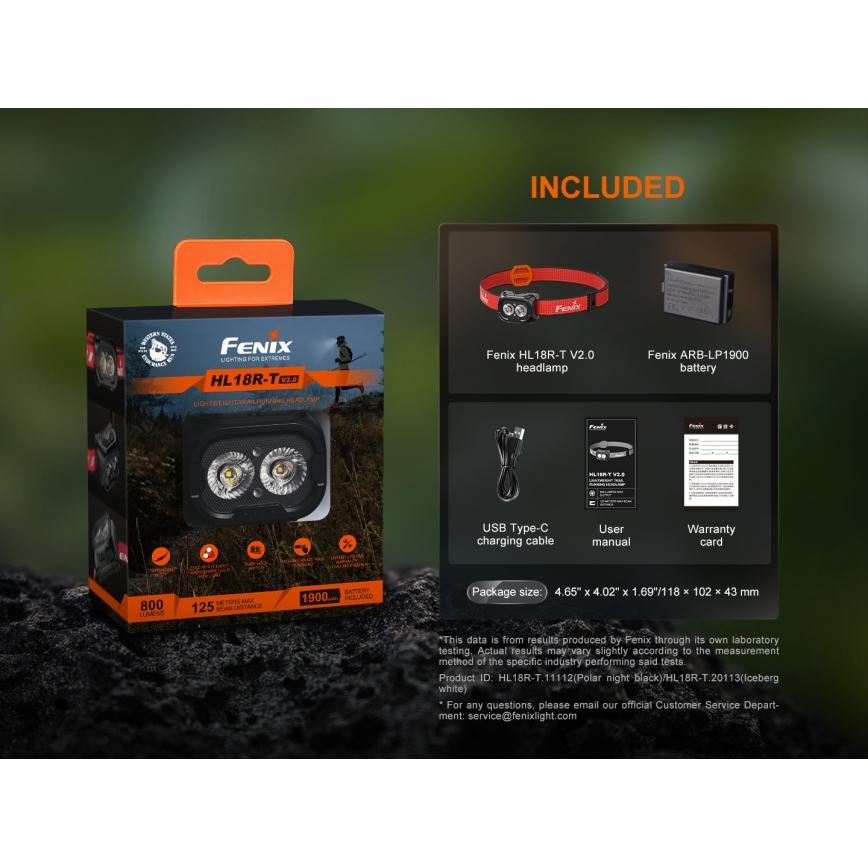 Fenix HL18RTV20WHT - LED Prigušiva punjiva čeona svjetiljka LED/USB IP66 800 lm 160 h bijela/crna