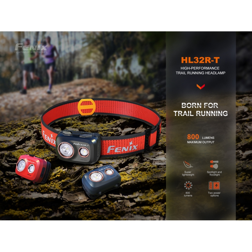 Fenix HL32RTBLCK - LED Punjiva čeona svjetiljka LED/USB/3xAAA IP66 800 lm 300 h 1900 mAh crna/narančasta