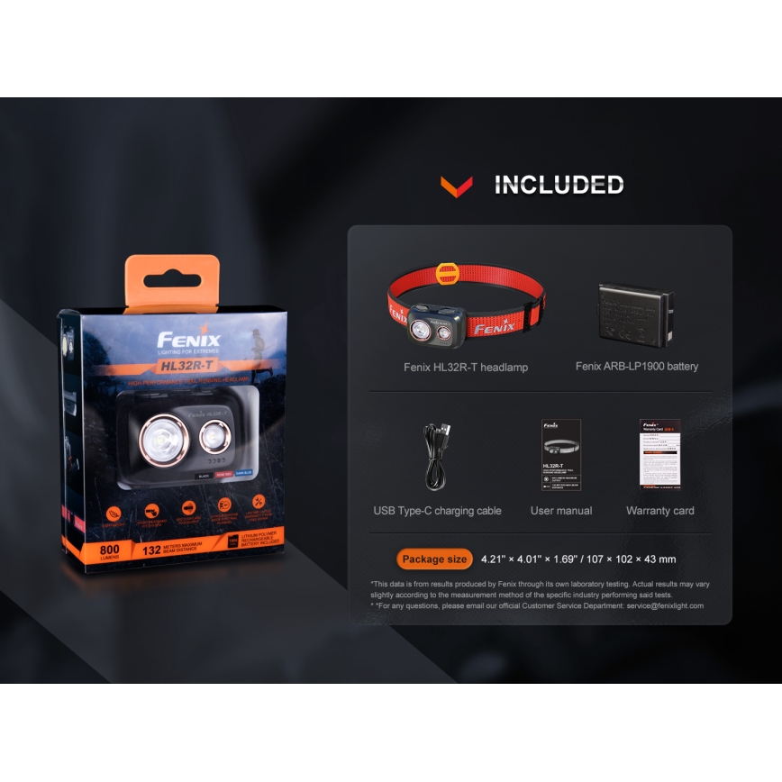 Fenix HL32RTBLCK - LED Punjiva čeona svjetiljka LED/USB/3xAAA IP66 800 lm 300 h 1900 mAh crna/narančasta