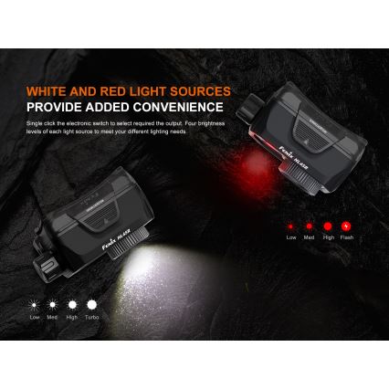 Fenix HL45R - LED Prigušiva punjiva fokusirajuća čeona svjetiljka LED/USB IP66 1000 lm 240 h crna
