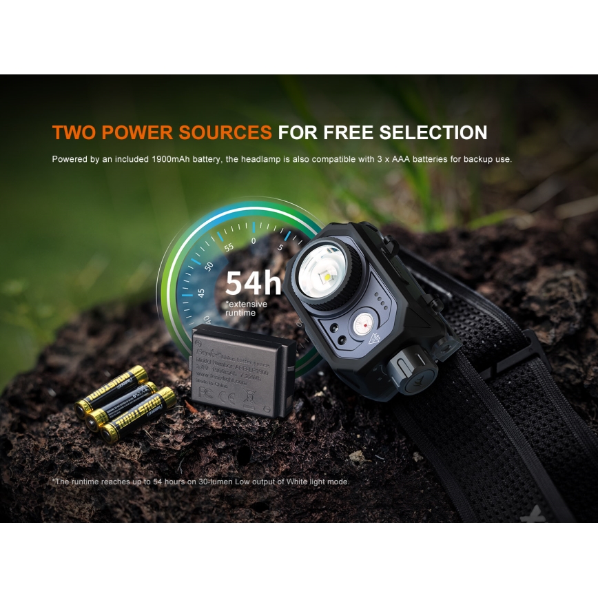 Fenix HL45R - LED Prigušiva punjiva fokusirajuća čeona svjetiljka LED/USB IP66 1000 lm 240 h crna