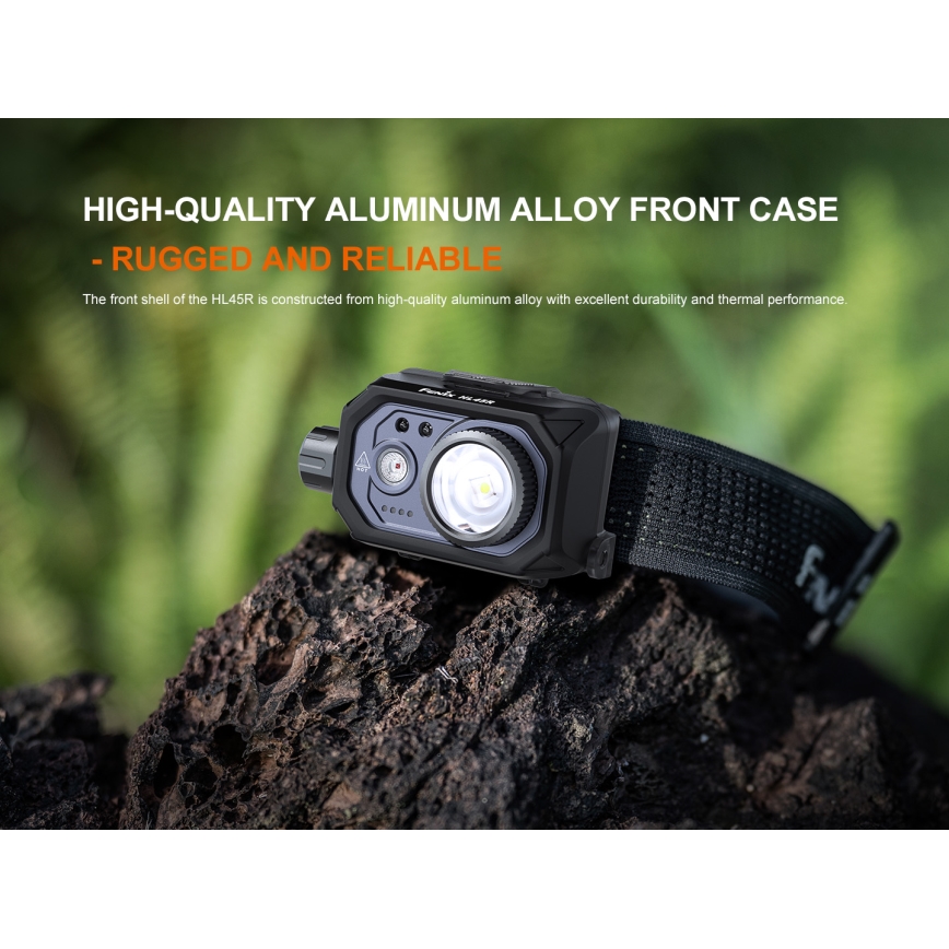 Fenix HL45R - LED Prigušiva punjiva fokusirajuća čeona svjetiljka LED/USB IP66 1000 lm 240 h crna