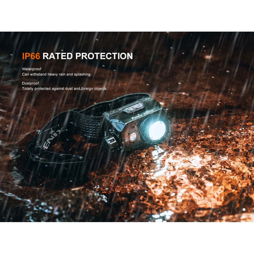 Fenix HL45R - LED Prigušiva punjiva fokusirajuća čeona svjetiljka LED/USB IP66 1000 lm 240 h crna