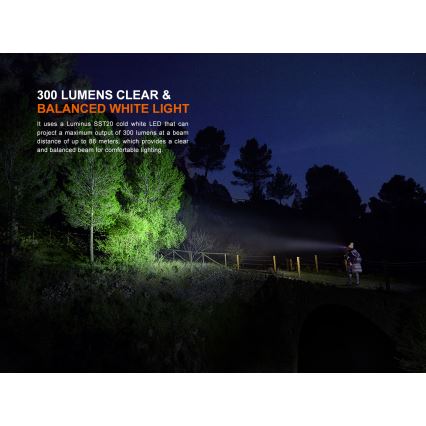 Fenix HM23V20 - LED podesiva naglavna svjetiljka LED/1xAA IP68 300 lm 100 h