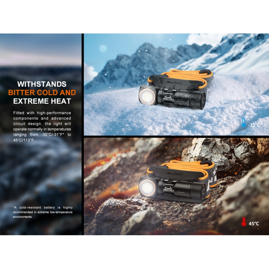 Fenix HM23V20 - LED podesiva naglavna svjetiljka LED/1xAA IP68 300 lm 100 h