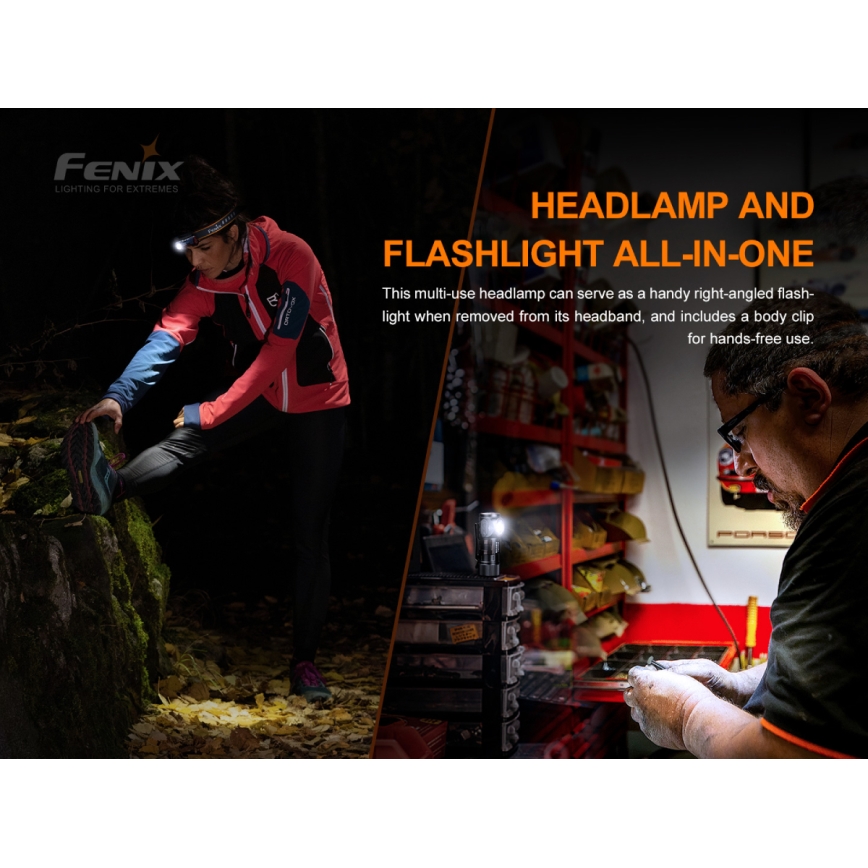 Fenix HM50RV20 - LED Punjiva čeona svjetiljka 3xLED/USB/1xCR123A IP68 700 lm 120 h 700 mAh