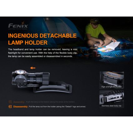 Fenix HM50RV20 - LED Punjiva čeona svjetiljka 3xLED/USB/1xCR123A IP68 700 lm 120 h 700 mAh