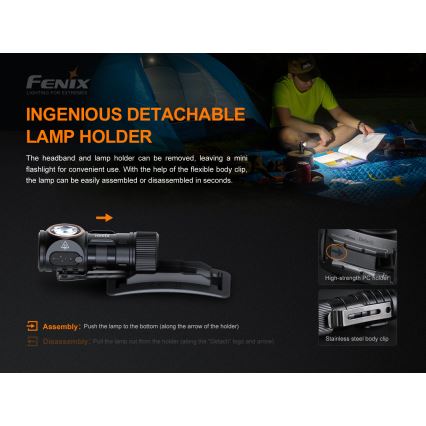 Fenix HM51RV20 - LED punjiva lampa za glavu 3xLED/1xCR123A/USB IP68 700 lm 120 h 700 m