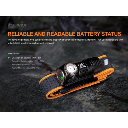Fenix HM51RV30 - LED punjiva naglavna svjetiljka s podesivom svjetlinom LED/USB/1xCR123A 950 mAh IP68 860 lm 125 h narančasta
