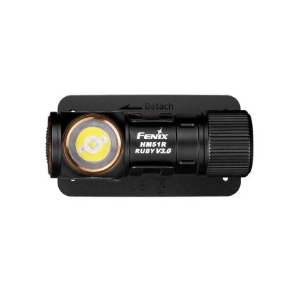 Fenix HM51RV30 - LED punjiva naglavna svjetiljka s podesivom svjetlinom LED/USB/1xCR123A 950 mAh IP68 860 lm 125 h narančasta
