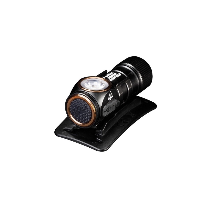 Fenix HM51RV30 - LED punjiva naglavna svjetiljka s podesivom svjetlinom LED/USB/1xCR123A 950 mAh IP68 860 lm 125 h narančasta