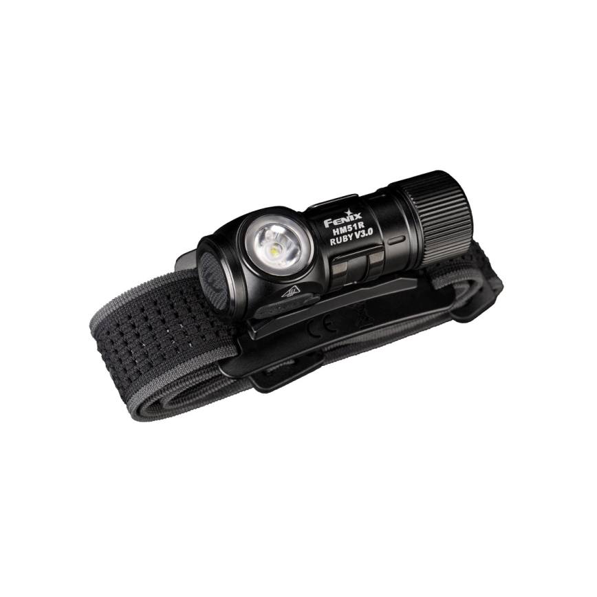 Fenix HM51RV3ABL - punjiva LED čelna svjetiljka s prigušivanjem LED/USB/1xCR123A 950 mAh IP68 860 lm 125 h crna