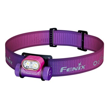 Fenix HM55RNBL - LED punjiva čelna svjetiljka s mogućnošću prigušivanja LED/USB/1×CR123A 1600 mAh IP68 1200 lm 141,2 h ljubičasta
