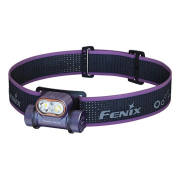 Fenix HM55RPRP - LED punjiva čelna svjetiljka s prigušivanjem LED/USB/1xCR123A 1600 mAh IP68 1200 lm 141,2 h ljubičasta/crna
