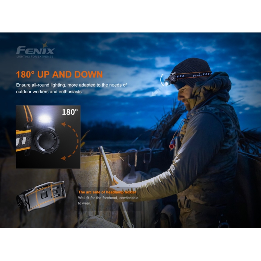 Fenix HM60R - LED Prigušiva punjiva čeona svjetiljka 4xLED/USB/2xCR123A IP68 1300 lm 300 h 3400 mAh