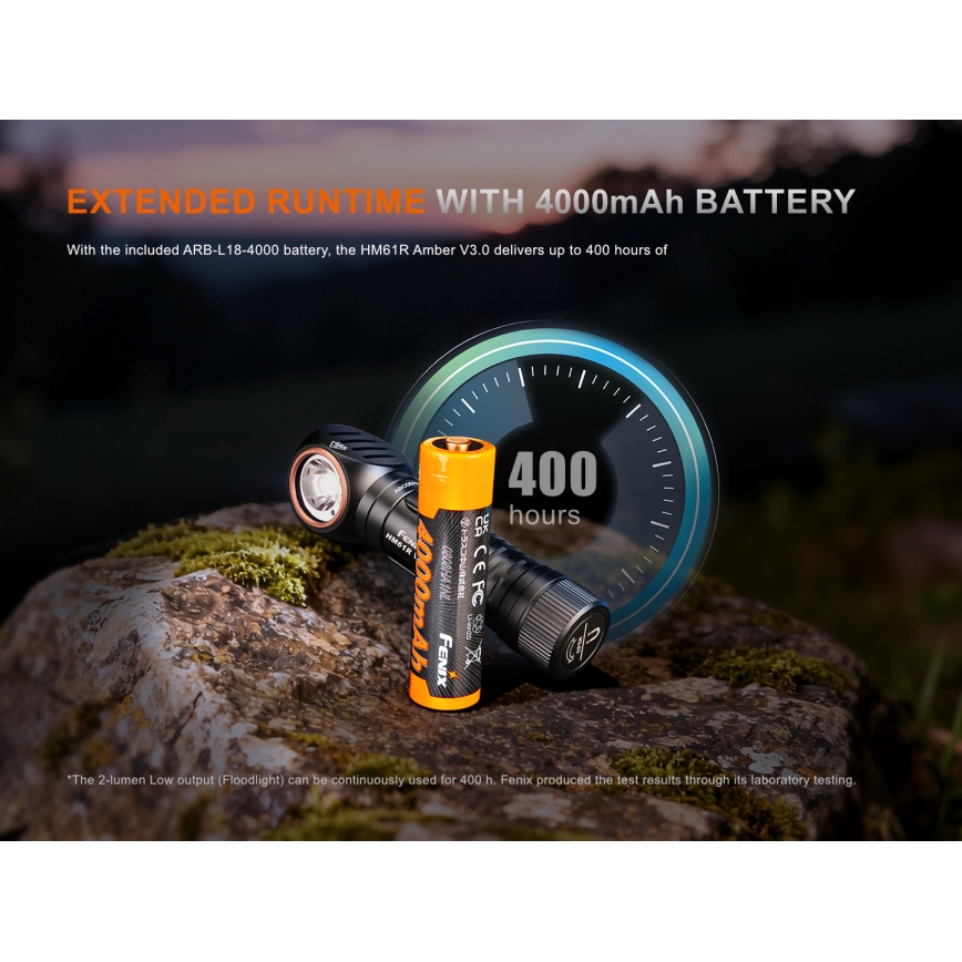Fenix HM61RV30 - LED podesiva punjiva čelovka LED/USB/1xCR123A 4000 mAh IP68 1800 lm 400 h crna