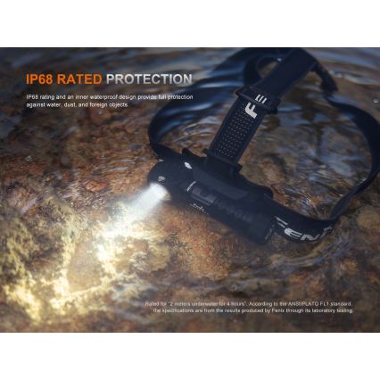 Fenix HM61RV30 - LED podesiva punjiva čelovka LED/USB/1xCR123A 4000 mAh IP68 1800 lm 400 h crna