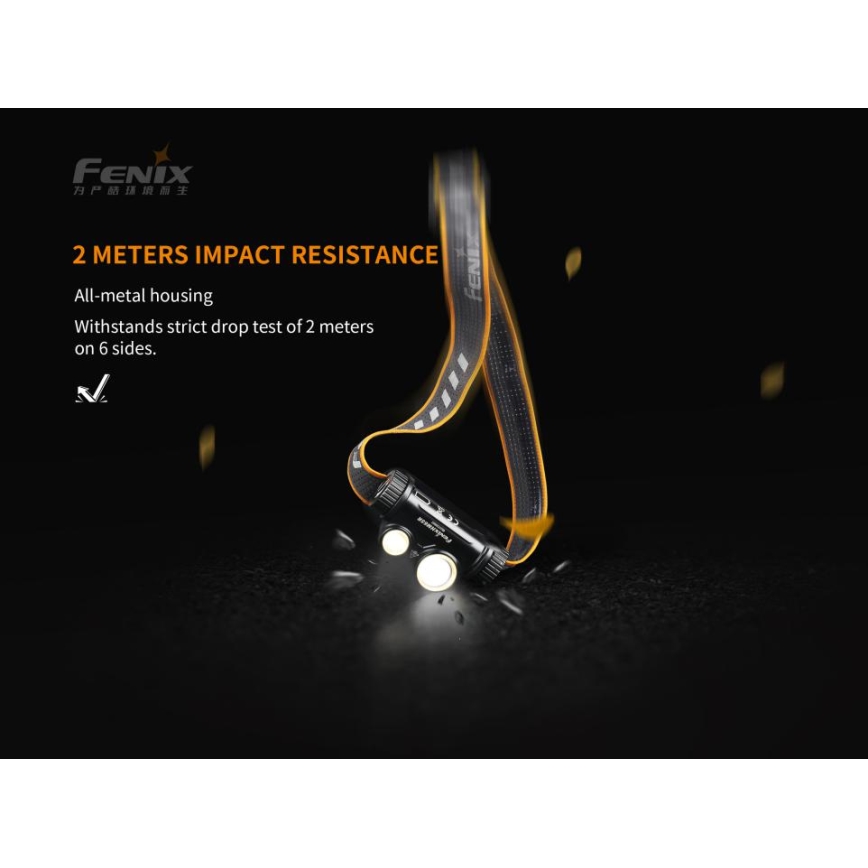 Fenix HM65R - LED Punjiva čeona svjetiljka 2xLED/USB/2xCR123A IP68 1400 lm 300 h 3400 mAh
