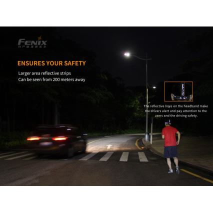 Fenix HM65R - LED Punjiva čeona svjetiljka 2xLED/USB/2xCR123A IP68 1400 lm 300 h 3400 mAh