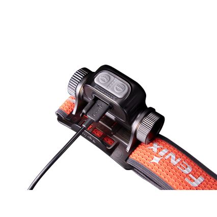Fenix HM65RTV20BLC- LED Prigušiva punjiva čeona svjetiljka LED/USB/2xCR123A IP68 3400 mAh crna/narančasta