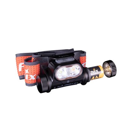Fenix HM65RTV20BLC- LED Prigušiva punjiva čeona svjetiljka LED/USB/2xCR123A IP68 3400 mAh crna/narančasta