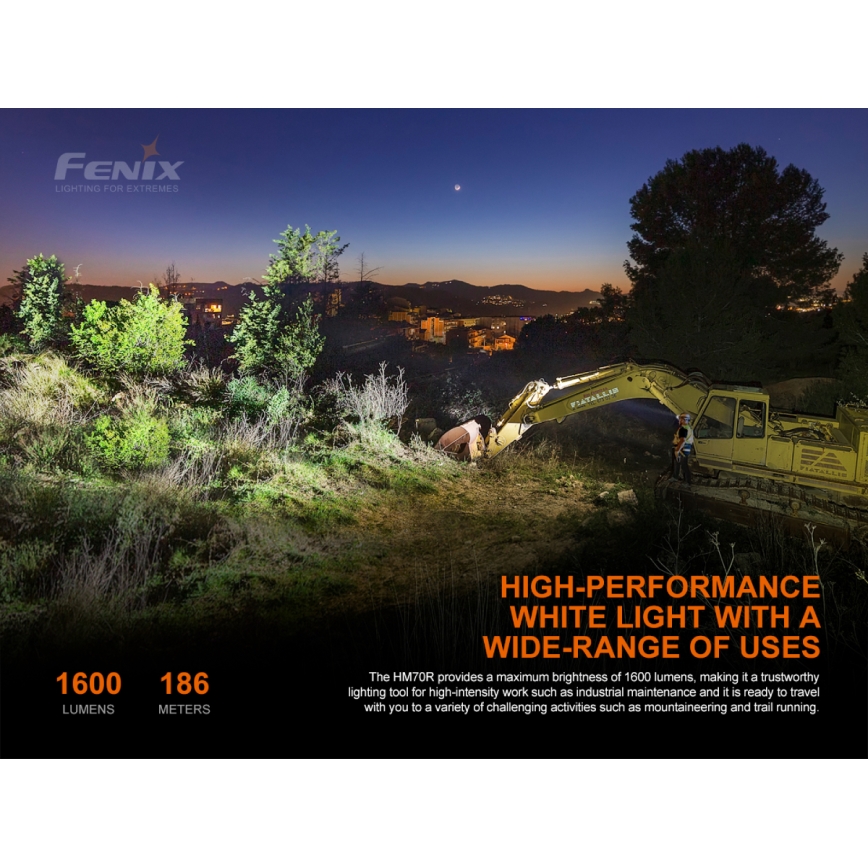 Fenix HM70R - LED Punjiva čeona svjetiljka 4xLED/1x21700 IP68 1600 lm 800 h 5000 mAh