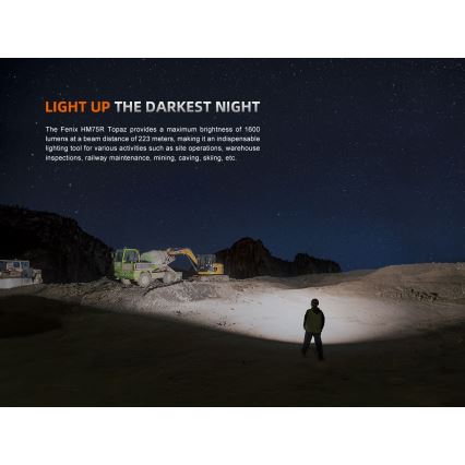 Fenix HM75RTOPAZ - LED Prigušiva punjiva čeona svjetiljka LED/USB IP68 1600 lm 210 h 4000 mAh