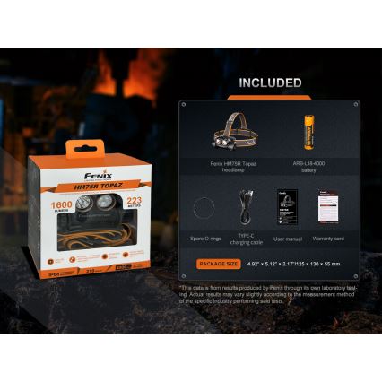 Fenix HM75RTOPAZ - LED punjiva glava svjetiljka s prigušivanjem LED/USB IP68 1600 lm 210 h 4000 mAh