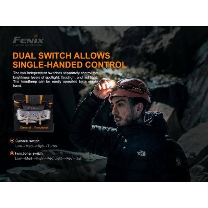 Fenix HP16R1250 - LED Punjiva čeona svjetiljka 3xLED/USB 4xAA IP66 1250 lm 600 h 3000 mAh