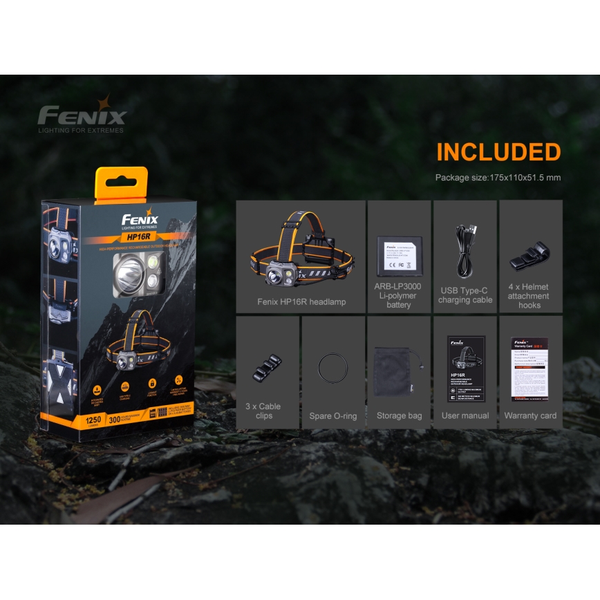 Fenix HP16R1250 - LED Punjiva čeona svjetiljka 3xLED/USB 4xAA IP66 1250 lm 600 h 3000 mAh