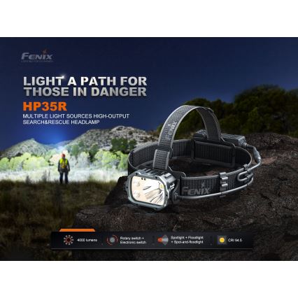 Fenix HP35R - LED podesiva punjiva čelna svjetiljka LED/USB 5000 mAh IP66 4000 lm 500 h crna