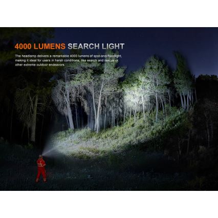 Fenix HP35R - LED podesiva punjiva čelna svjetiljka LED/USB 5000 mAh IP66 4000 lm 500 h crna