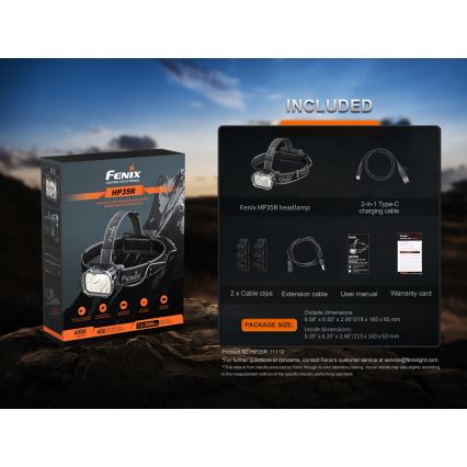 Fenix HP35R - LED podesiva punjiva čelna svjetiljka LED/USB 5000 mAh IP66 4000 lm 500 h crna
