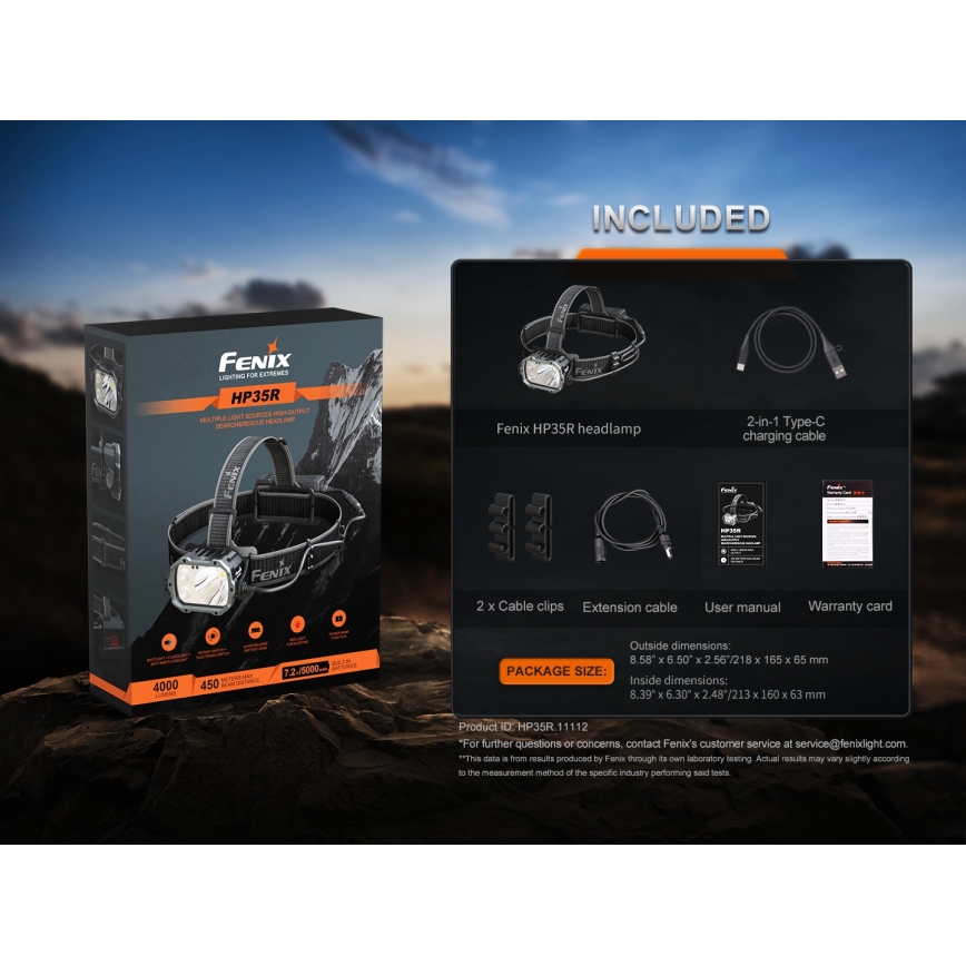 Fenix HP35R - LED podesiva punjiva čelna svjetiljka LED/USB 5000 mAh IP66 4000 lm 500 h crna
